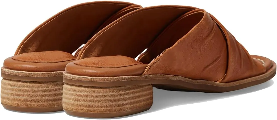 MOOMMO Women Casual Low Heel Mules Open Round Toe Cross Strap Sandals Comfort Walking Sandal Flats 1 inch Low Chunky Heel Dress Mule Shoes Mule Heels Criss Cross Street Travel Beach 4-11 M US