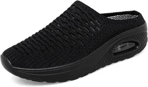 Mules Clogs for Women Comfortable Orthopedic Slip On Sneaker Sandals Womens Air Cushion Platform Mesh Mules Clogs Lightweight Walking Sliipers Slip On Indoor Outdoor