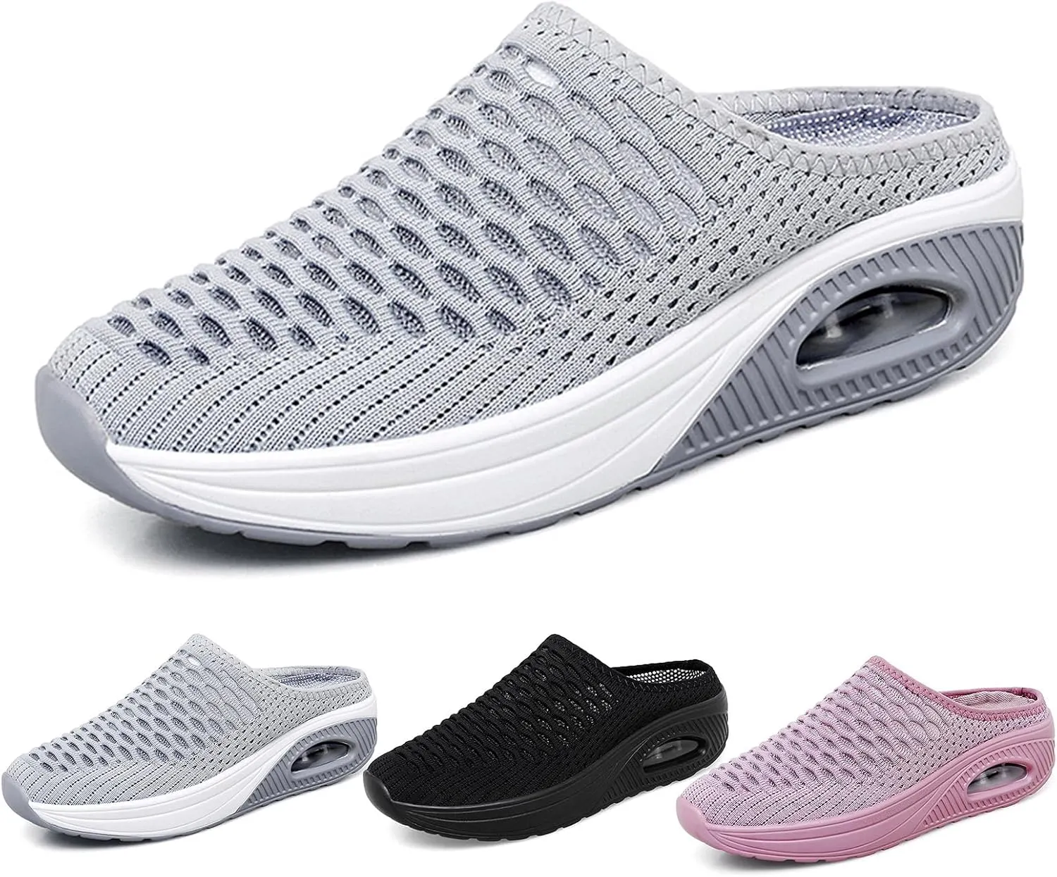 Mules Clogs for Women Comfortable Orthopedic Slip On Sneaker Sandals Womens Air Cushion Platform Mesh Mules Clogs Lightweight Walking Sliipers Slip On Indoor Outdoor