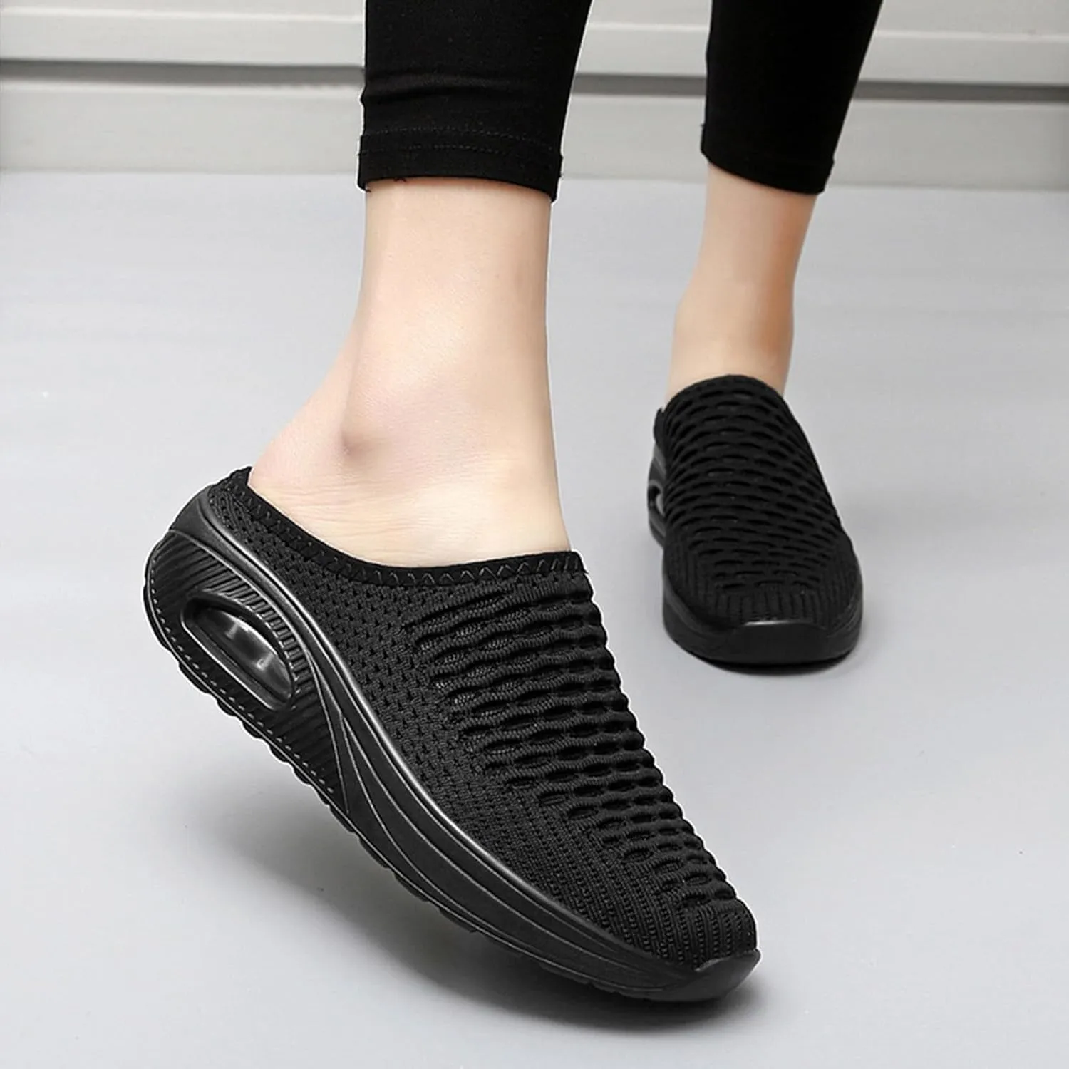 Mules Clogs for Women Comfortable Orthopedic Slip On Sneaker Sandals Womens Air Cushion Platform Mesh Mules Clogs Lightweight Walking Sliipers Slip On Indoor Outdoor