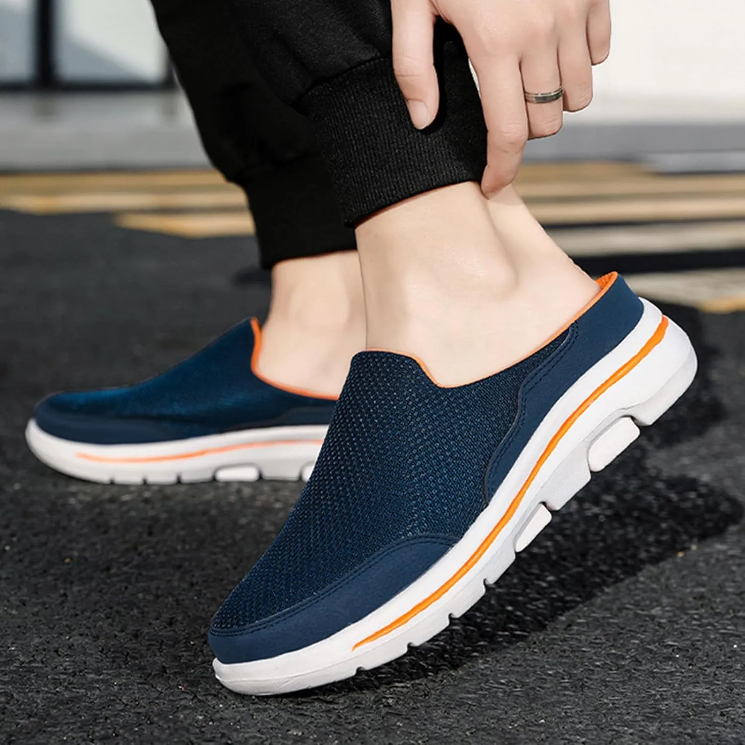 Mules for Women 2025 Slip On Mules & Clogs Light Open Back Shoes Comfort Walking Shoes Breathable Slippers Closed Toe Slides Mesh Air Cushion Orthopedic Diabetic Shoe with Arch-Support