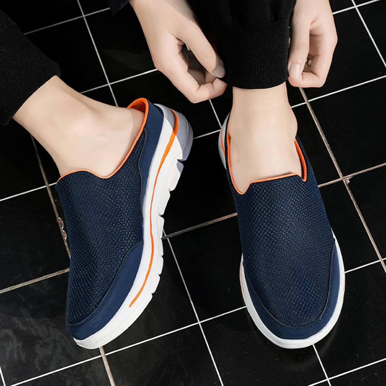 Mules for Women 2025 Slip On Mules & Clogs Light Open Back Shoes Comfort Walking Shoes Breathable Slippers Closed Toe Slides Mesh Air Cushion Orthopedic Diabetic Shoe with Arch-Support