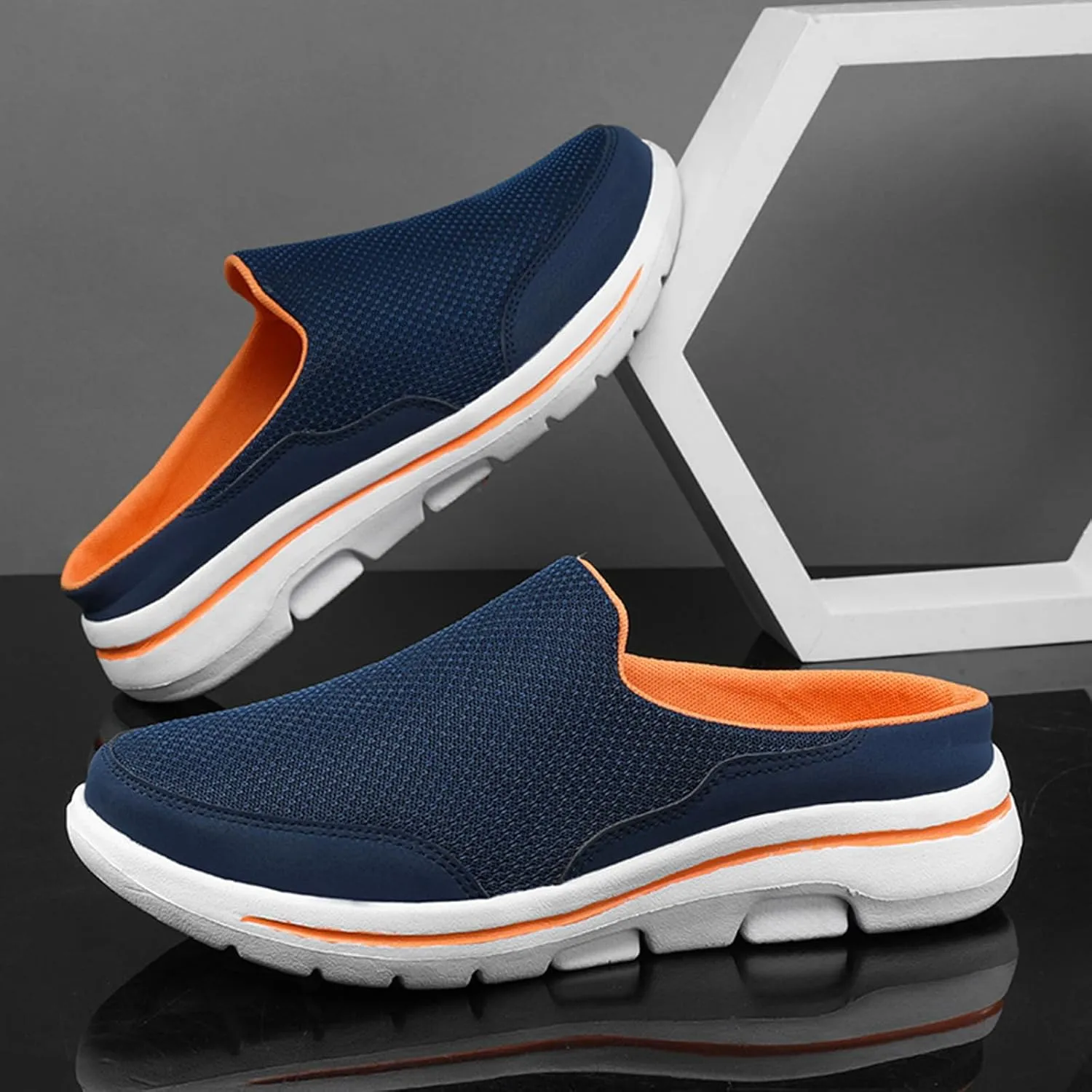 Mules for Women 2025 Slip On Mules & Clogs Light Open Back Shoes Comfort Walking Shoes Breathable Slippers Closed Toe Slides Mesh Air Cushion Orthopedic Diabetic Shoe with Arch-Support