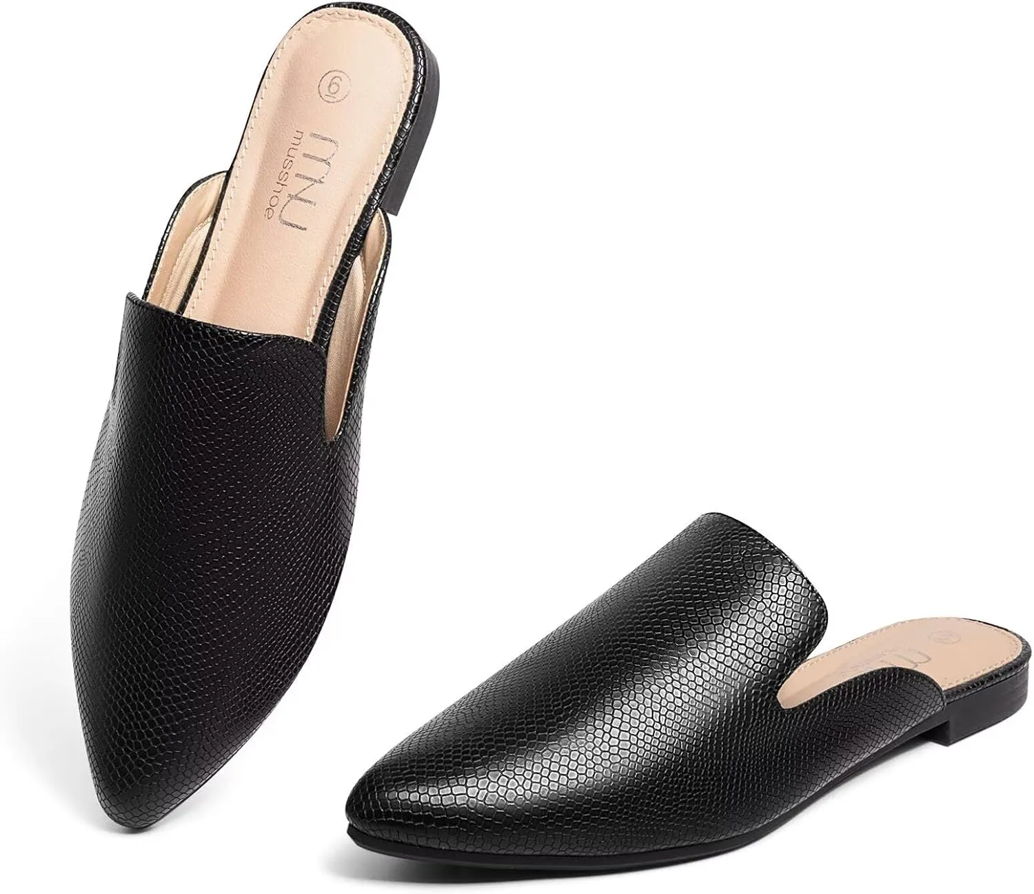 MUSSHOE Mules for Women Flats Comfortable Pointed Toe Women Mules