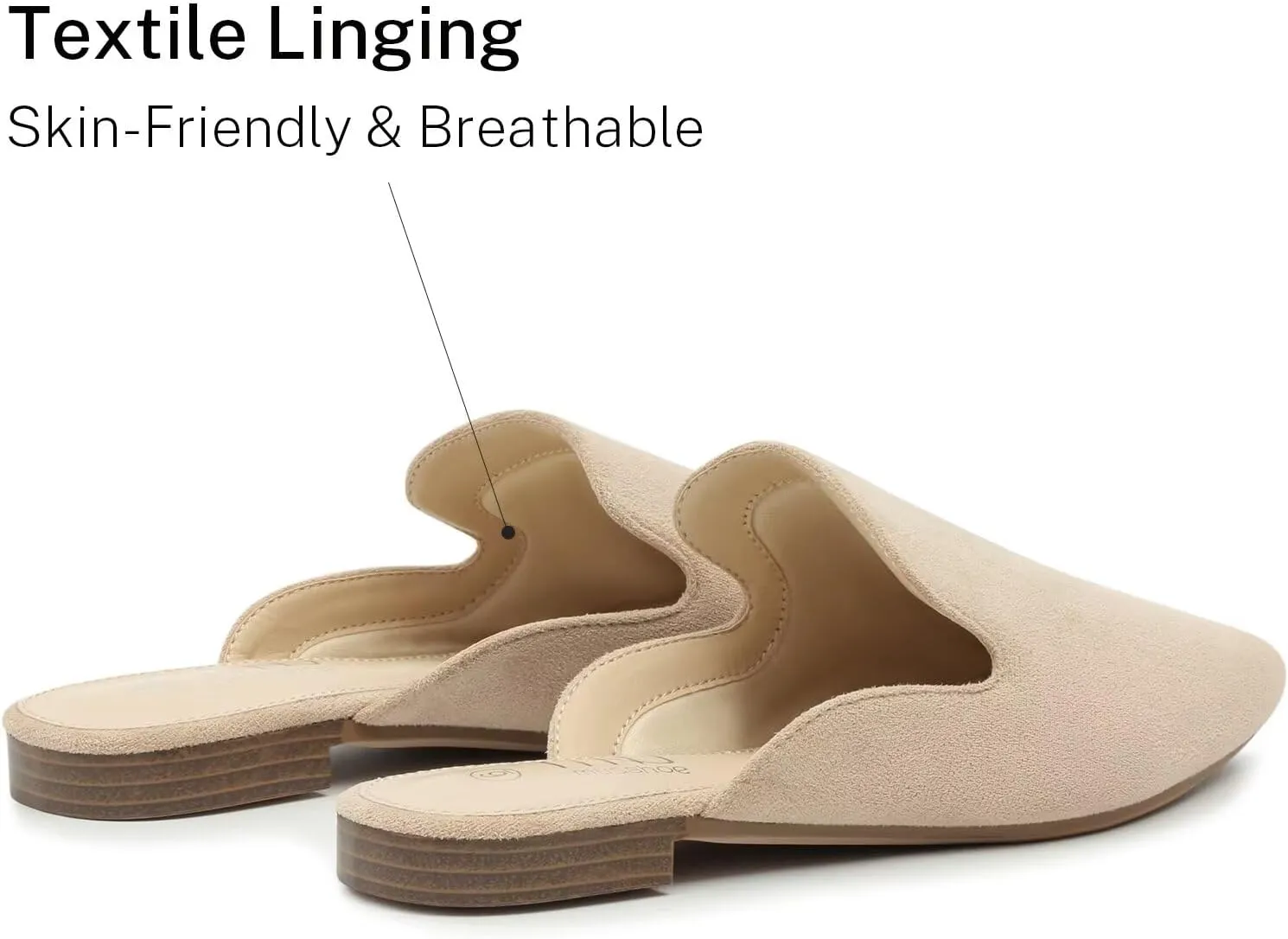 MUSSHOE Mules for Women Flats Comfortable Pointed Toe Women Mules