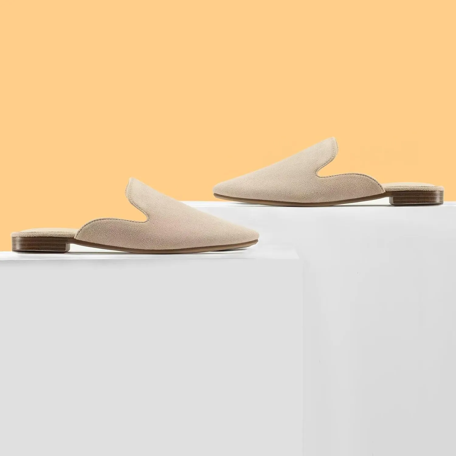 MUSSHOE Mules for Women Flats Comfortable Pointed Toe Women Mules