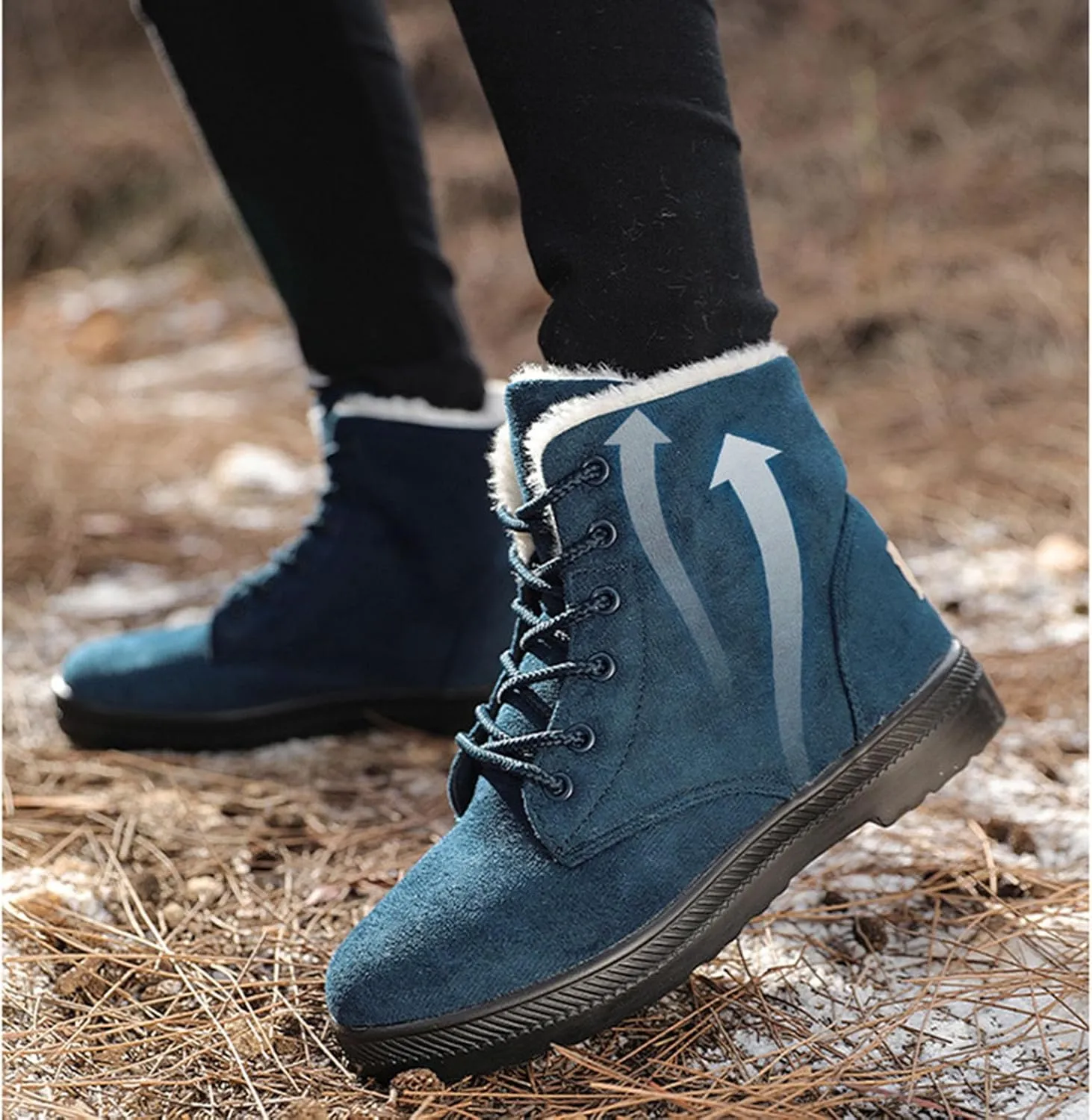 Myallfeet Women's Suede Warm Snow Boots Winter Comfortable Plush Wool Boots Outdoor Anti-Skid And Warm Cotton Boots