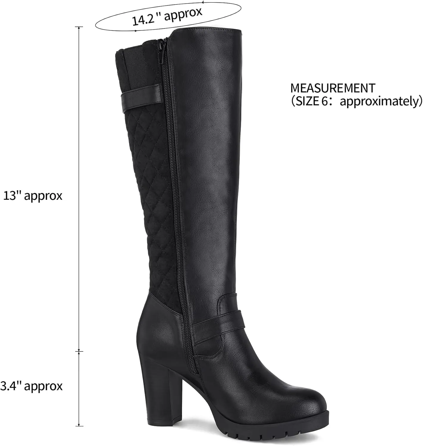 mysoft Women's Knee High Boots Fashion Chunky Block Heel Warm Winter Boots with Side Zippers