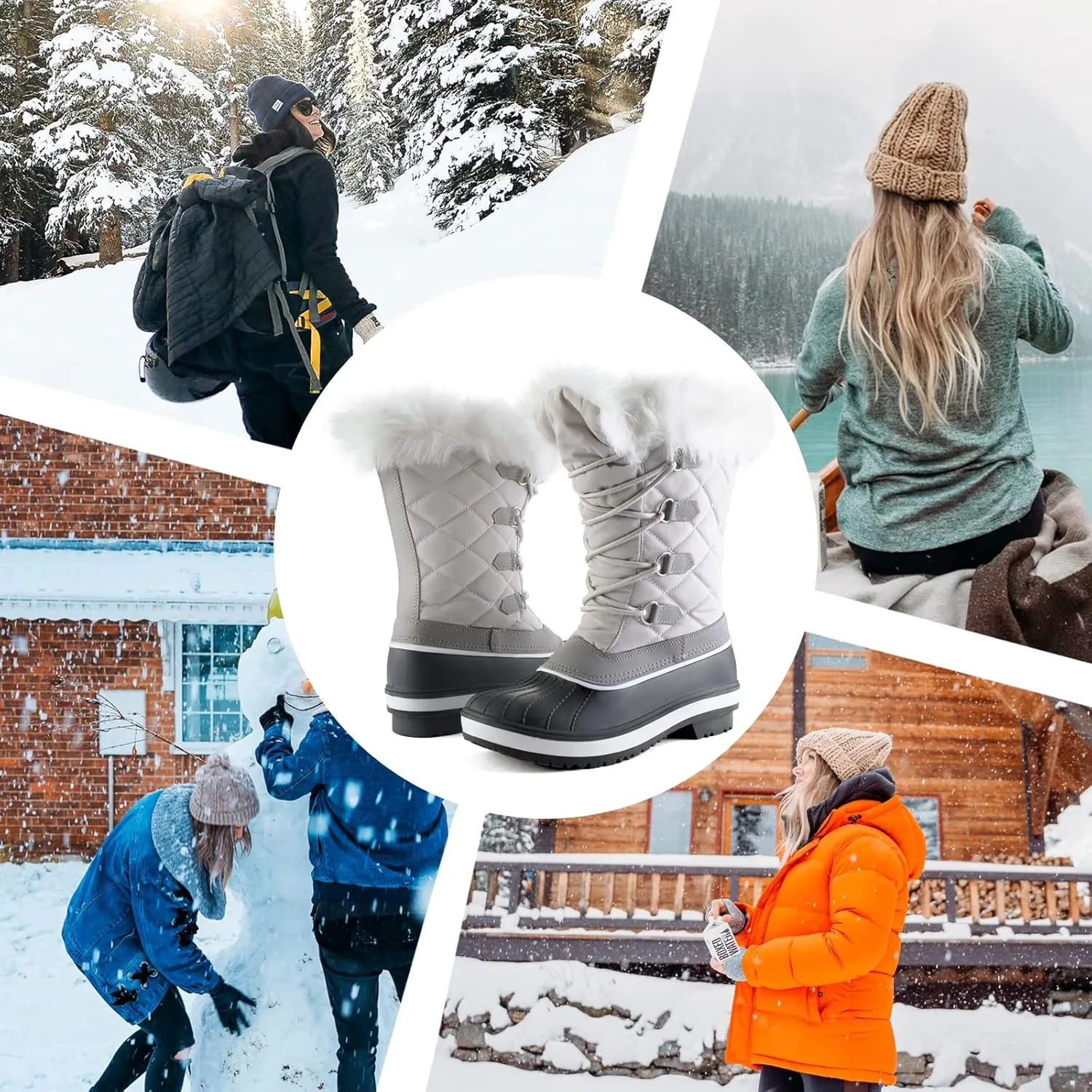 mysoft Women's Waterproof Winter Boots, Warm Insulated Snow Boots for Outdoor
