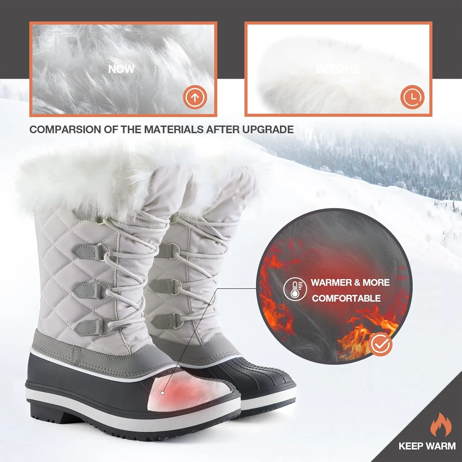 mysoft Women's Waterproof Winter Boots, Warm Insulated Snow Boots for Outdoor