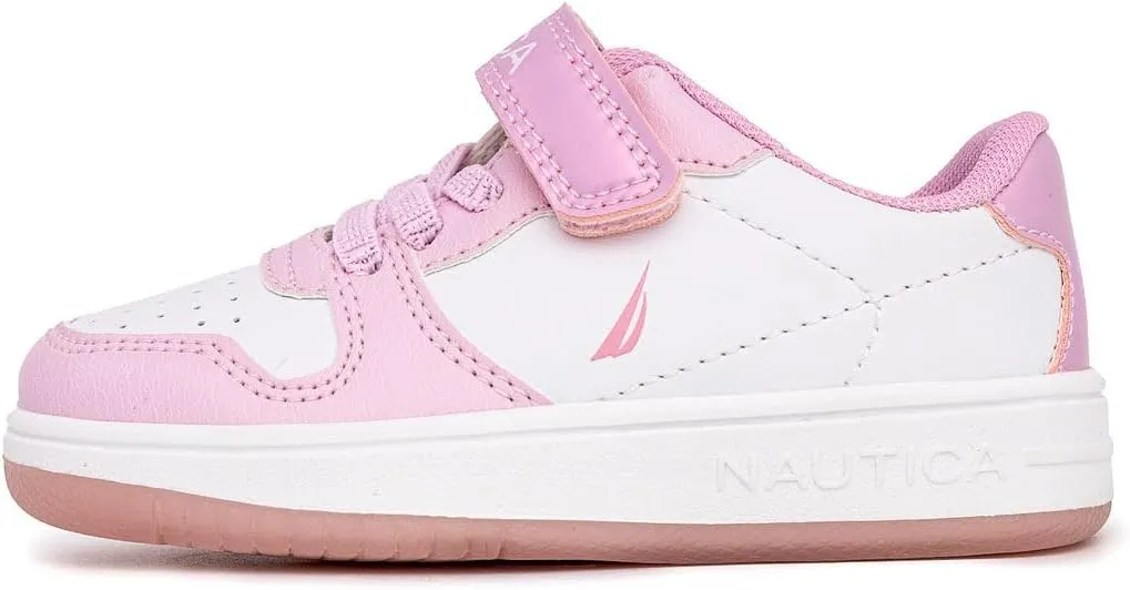 Nautica Kids Girls Sneakers with Adjustable Strap and Bungee Straps | Comfortable Casual Shoes (Toddler/Little Kid)