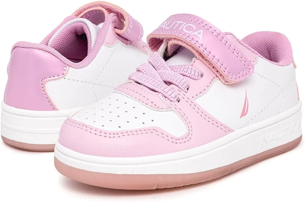 Nautica Kids Girls Sneakers with Adjustable Strap and Bungee Straps | Comfortable Casual Shoes (Toddler/Little Kid)