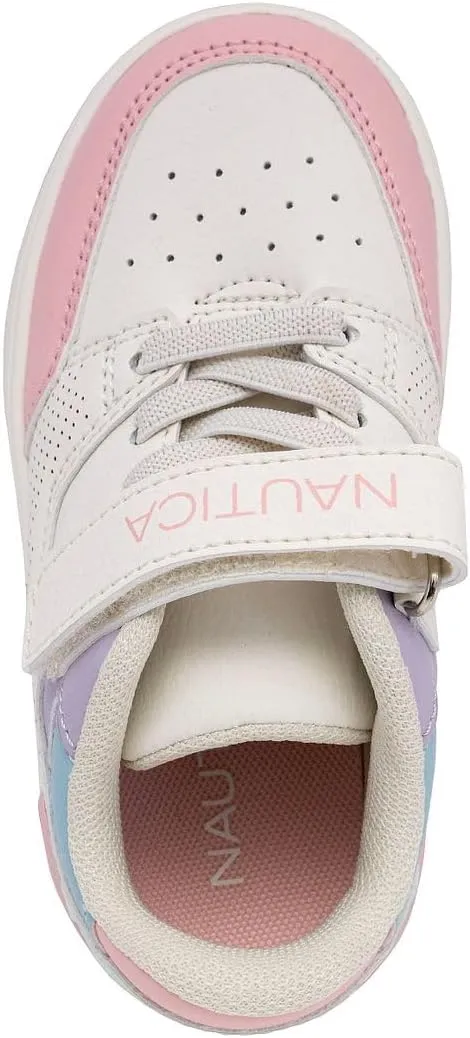 Nautica Kids Girls Sneakers with Adjustable Strap and Bungee Straps | Comfortable Casual Shoes (Toddler/Little Kid)