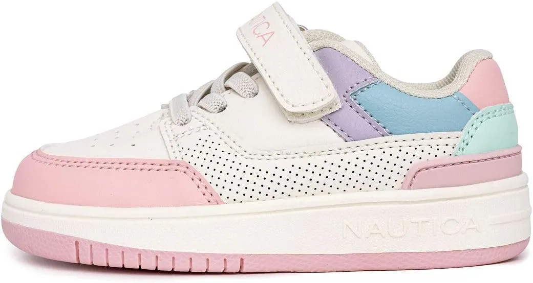 Nautica Kids Girls Sneakers with Adjustable Strap and Bungee Straps | Comfortable Casual Shoes (Toddler/Little Kid)