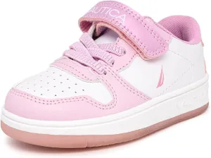 Nautica Kids Girls Sneakers with Adjustable Strap and Bungee Straps | Comfortable Casual Shoes (Toddler/Little Kid)