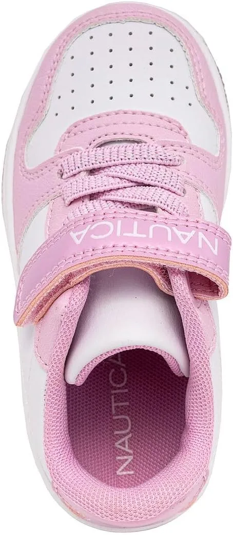 Nautica Kids Girls Sneakers with Adjustable Strap and Bungee Straps | Comfortable Casual Shoes (Toddler/Little Kid)
