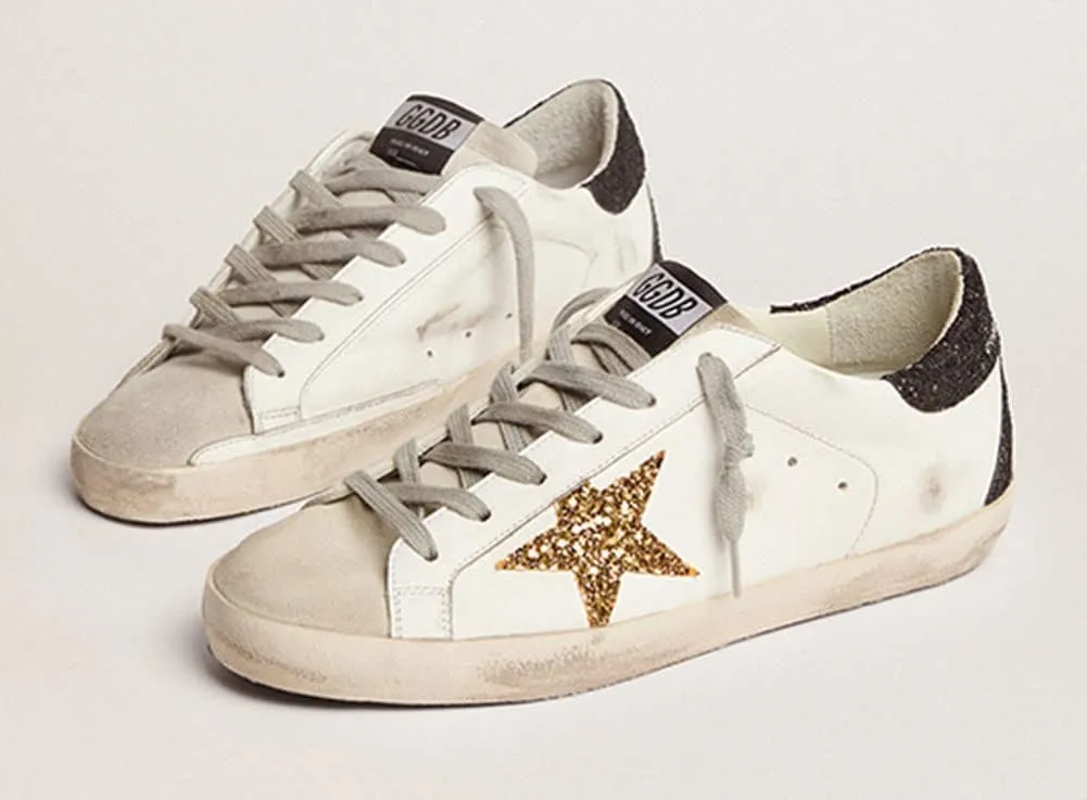 nesho White Leather Sneakers for Men Trendy Sequins Trainers Lace-up Low-top Sport Shoes