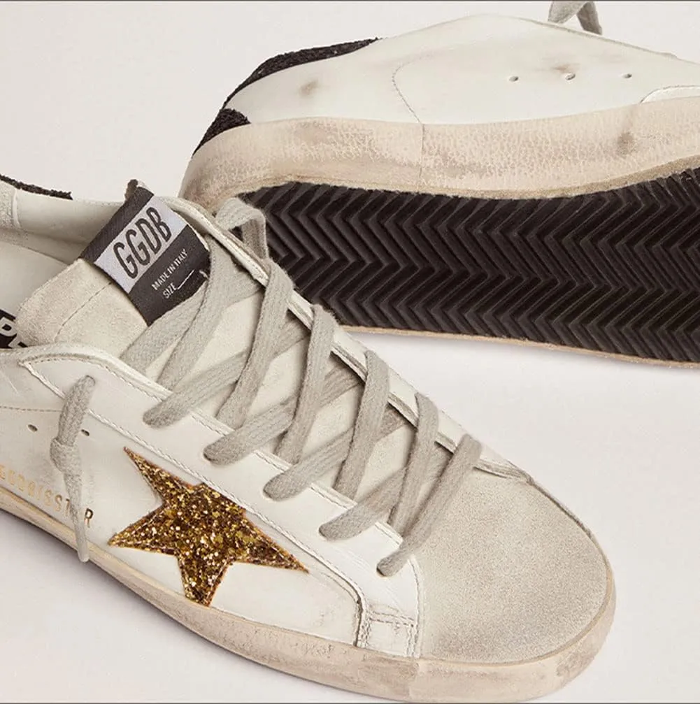 nesho White Leather Sneakers for Men Trendy Sequins Trainers Lace-up Low-top Sport Shoes