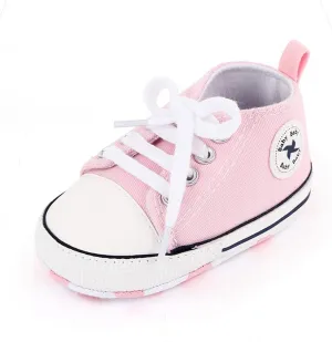 Newborn Baby Girls Boys Canvas Shoes Infant Soft Sole Slip On First Walkers Sneaker Toddler Flat Loafers High Top Crib Denim Unisex Moccasins Shoe