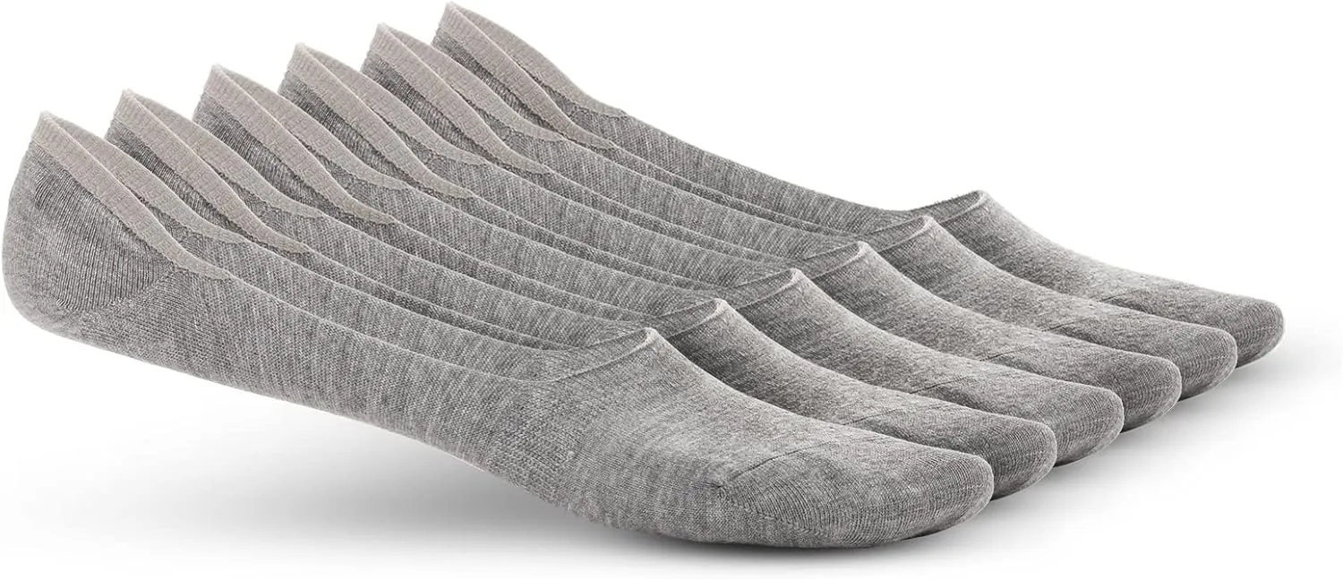 No Show 6 Pairs Low Cut Invisible Rayon from Bamboo Socks for Women and Men with Anti Slip Silicone Grip