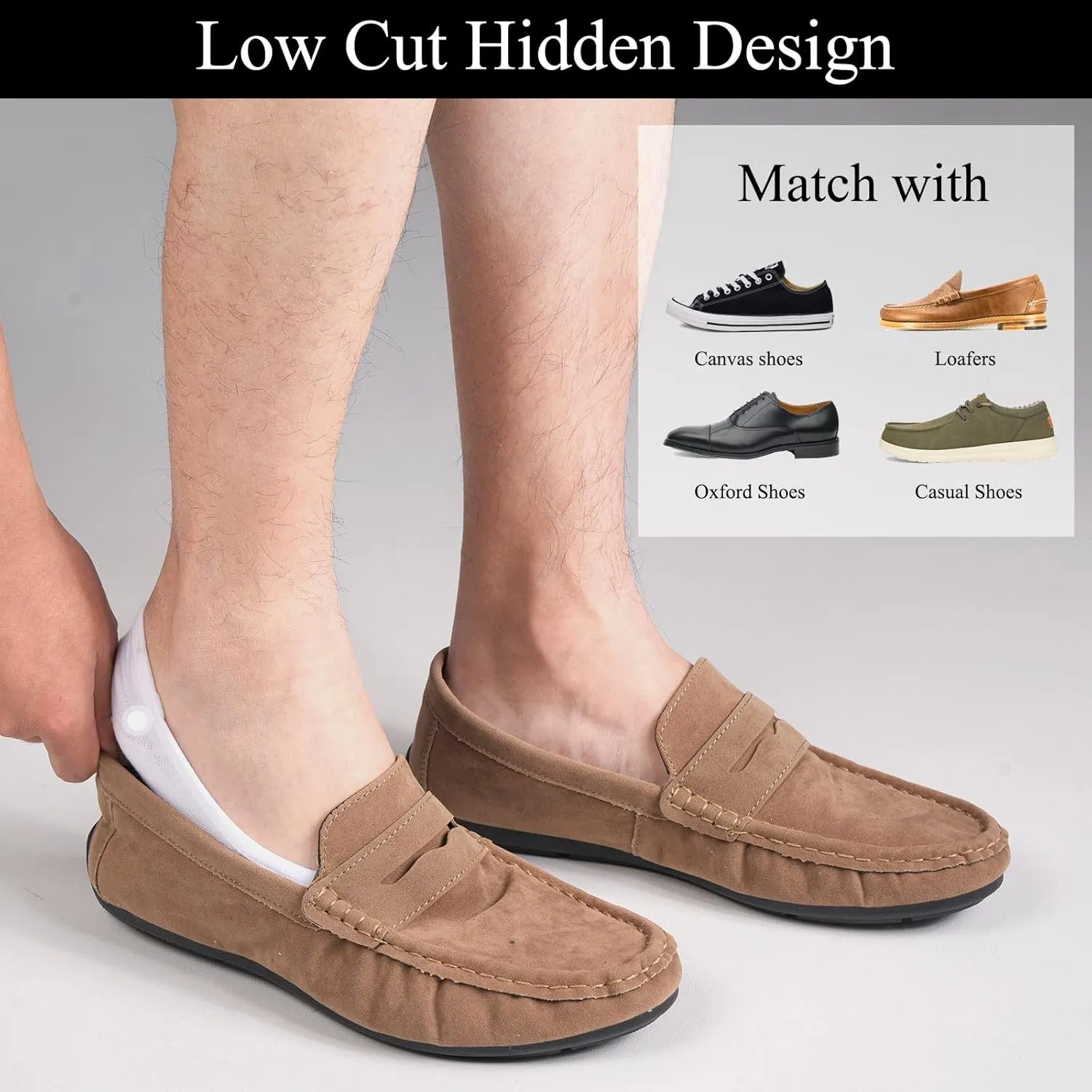 No Show Socks for Men Women, Loafer Sneakers Low Cut Invisible Socks，Footies Flat Unisex Non Slip Short Sock