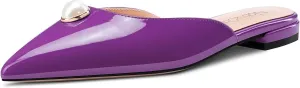 NobleOnly Women Low Heel Pointed Toe Slip-on Mules Shoes Rhinestone Crystal Casual Party Glitter Dress Cute Shoes 0.4 Inches Heels