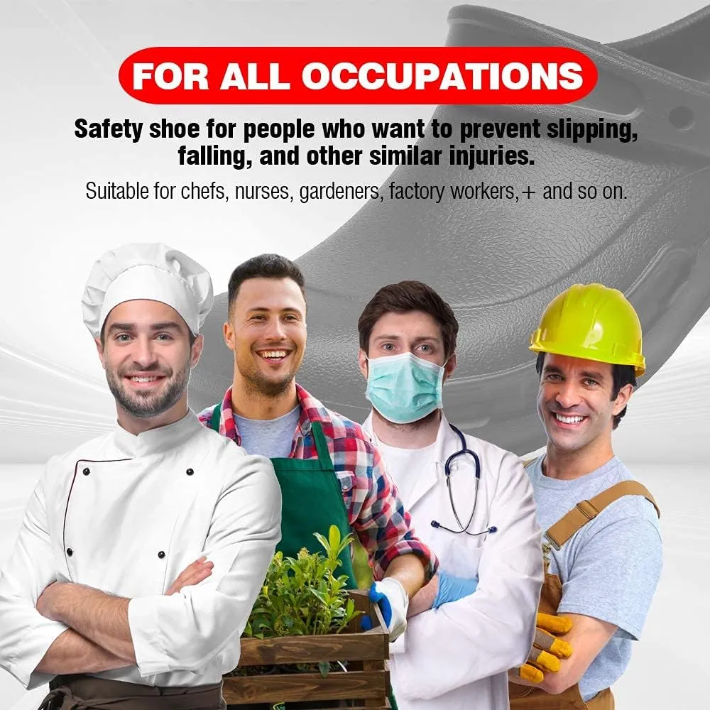 Non Slip Shoes for Men - Oil Water Resistant Chef Nursing Doctors Shoes Suitable for Kitchen Restaurant Garden Hospital Slip Resistant Safty Working Clogs