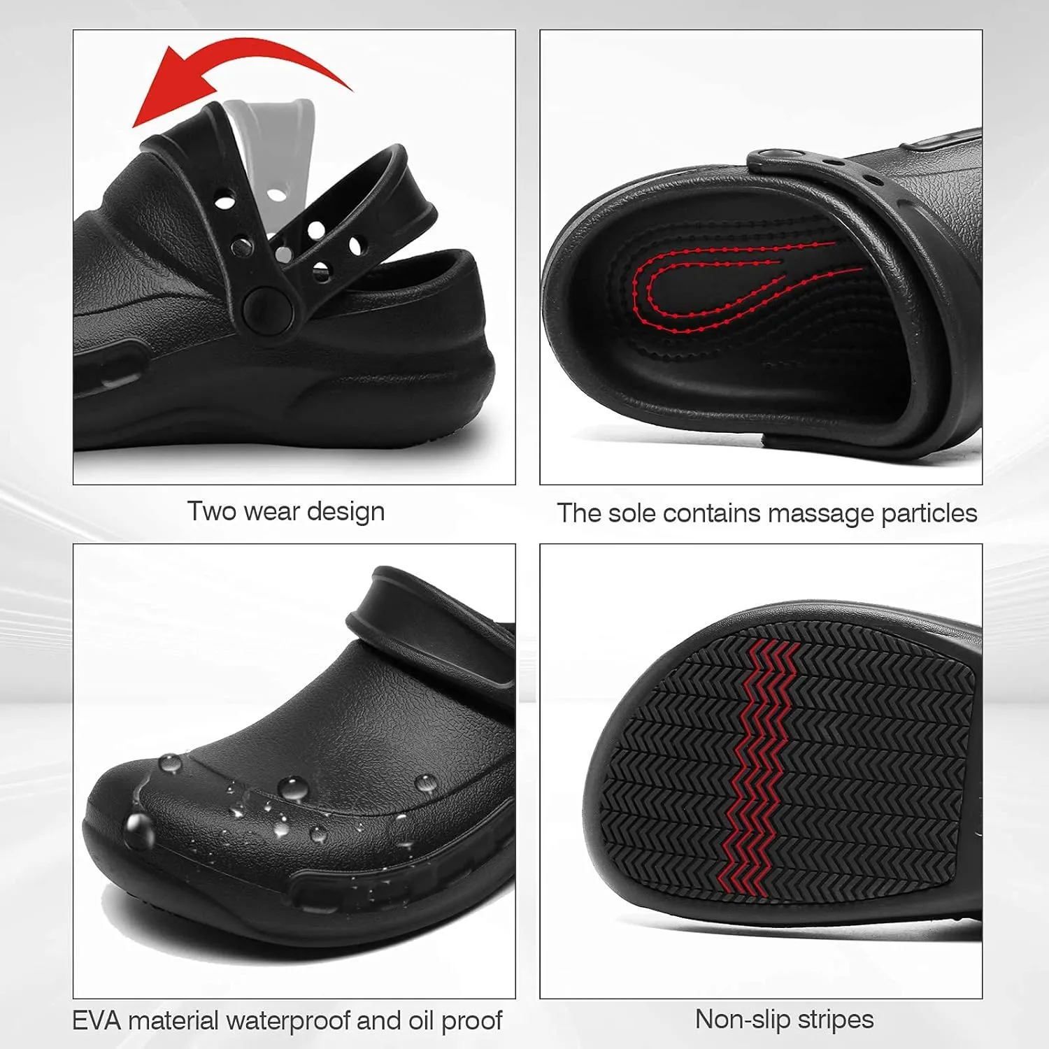 Non Slip Shoes for Men - Oil Water Resistant Chef Nursing Doctors Shoes Suitable for Kitchen Restaurant Garden Hospital Slip Resistant Safty Working Clogs