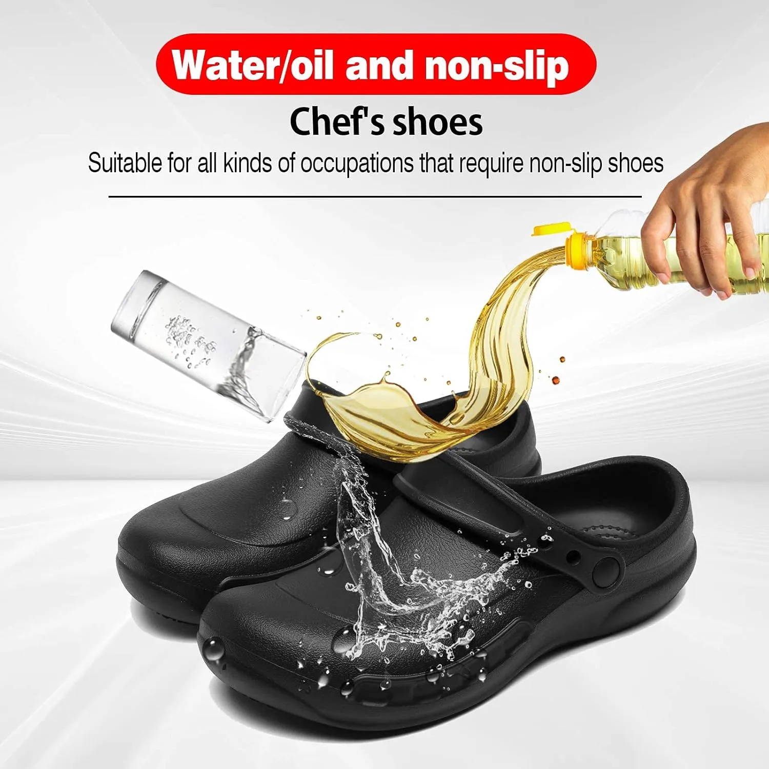 Non Slip Shoes for Men - Oil Water Resistant Chef Nursing Doctors Shoes Suitable for Kitchen Restaurant Garden Hospital Slip Resistant Safty Working Clogs