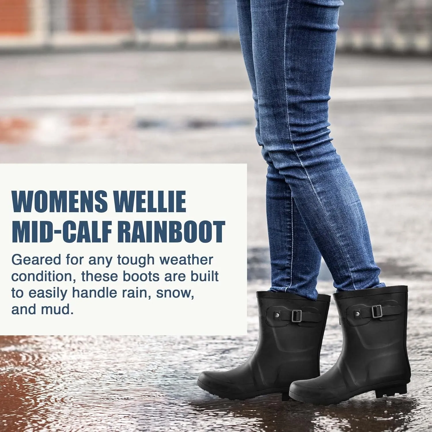 NORTY Rubber Boots for Women - Waterproof Above-Ankle Rain Shoes for Work and Recreation - All-Weather Outdoor Footwear - Runs 1/2 Size Large