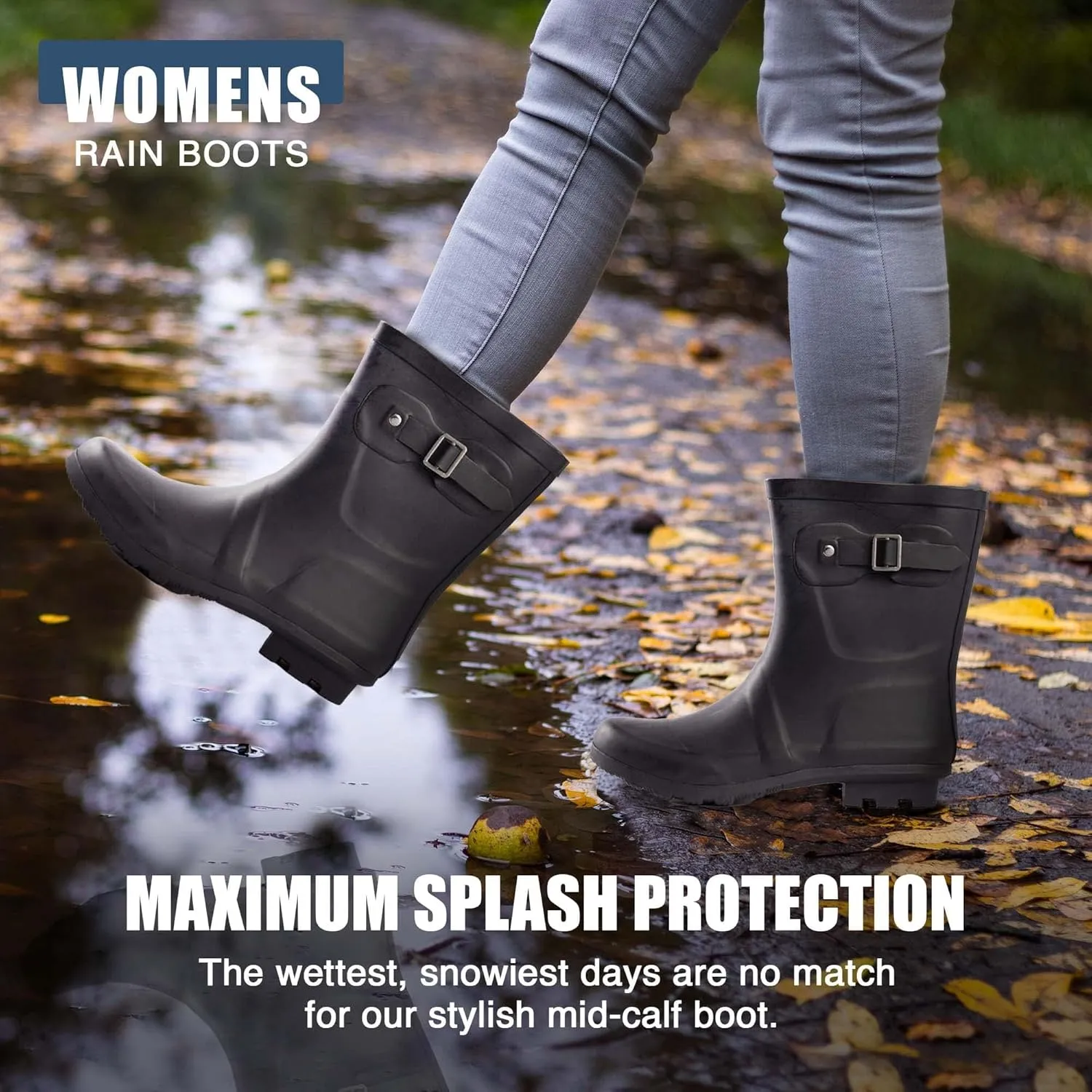 NORTY Rubber Boots for Women - Waterproof Above-Ankle Rain Shoes for Work and Recreation - All-Weather Outdoor Footwear - Runs 1/2 Size Large