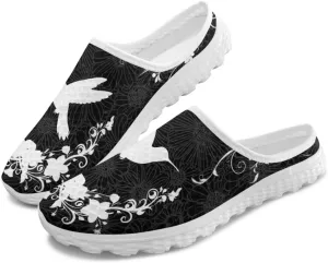 Novelty Women Memory Foam Mules Round Toe Slip On Garden Shoes with Non-Slip Sole All-Day Comfort Casual Wear