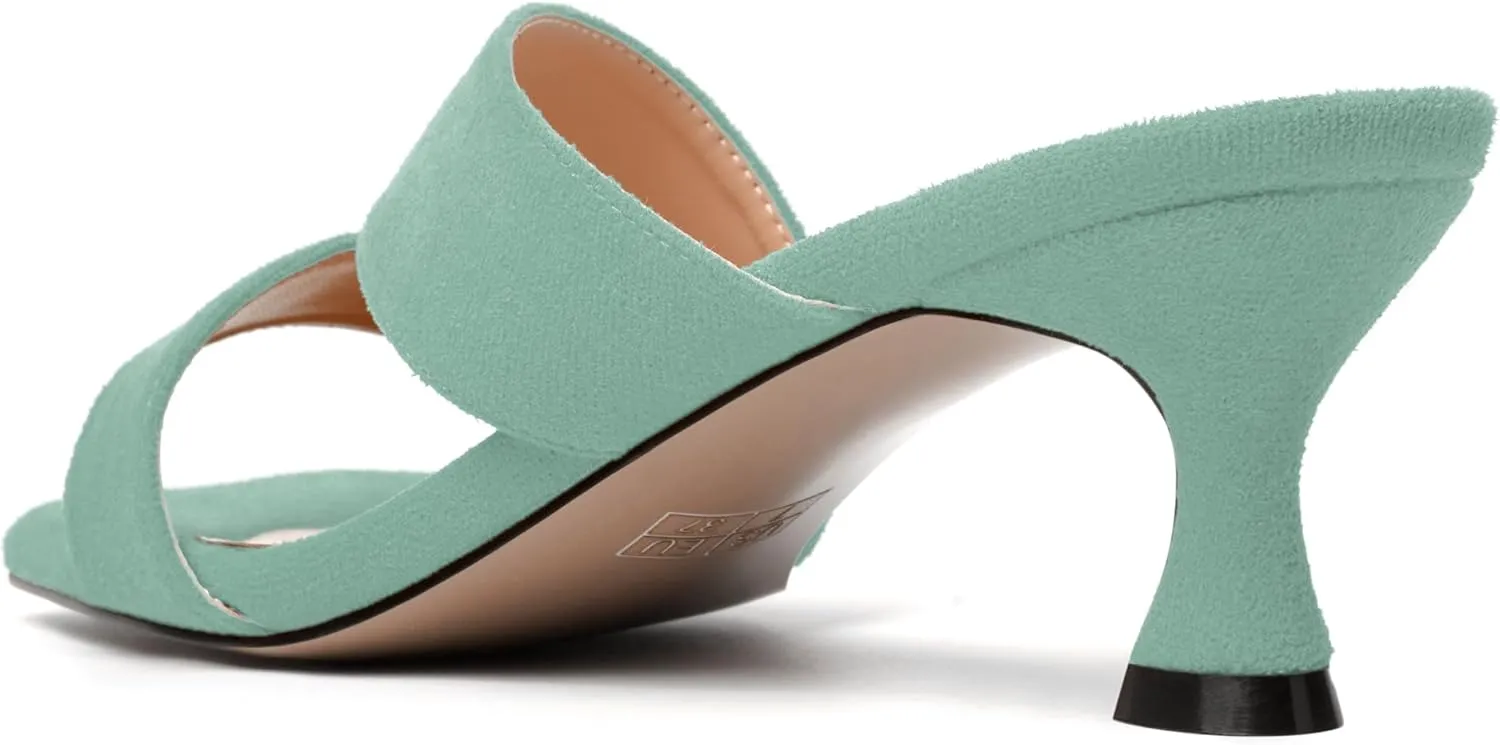 NUMALEO Womens Dress Stylish Slip On Open Toe Suede Dating Kitten Low Heel Heeled Sandals 2 Inch