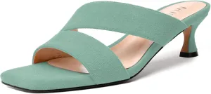 NUMALEO Womens Dress Stylish Slip On Open Toe Suede Dating Kitten Low Heel Heeled Sandals 2 Inch