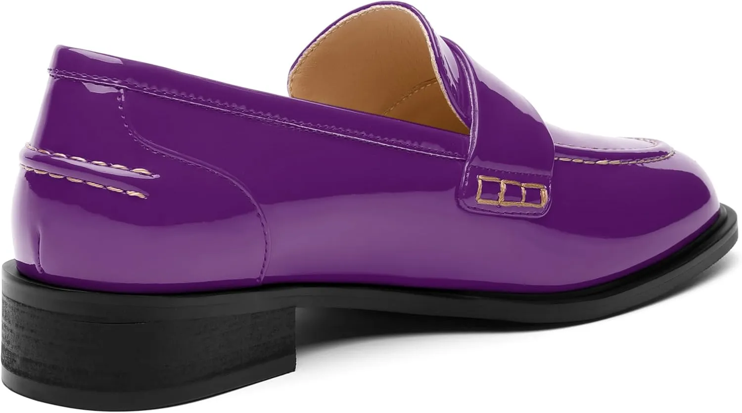 NUMALEO Women's Loafers Penny Loafers & Slip-ons Flats Closed Round Toe Low Heel Shoes 1 Inch Patent Fashion Casual Shoes Comfortable Work Office Flats Dressy Shoes