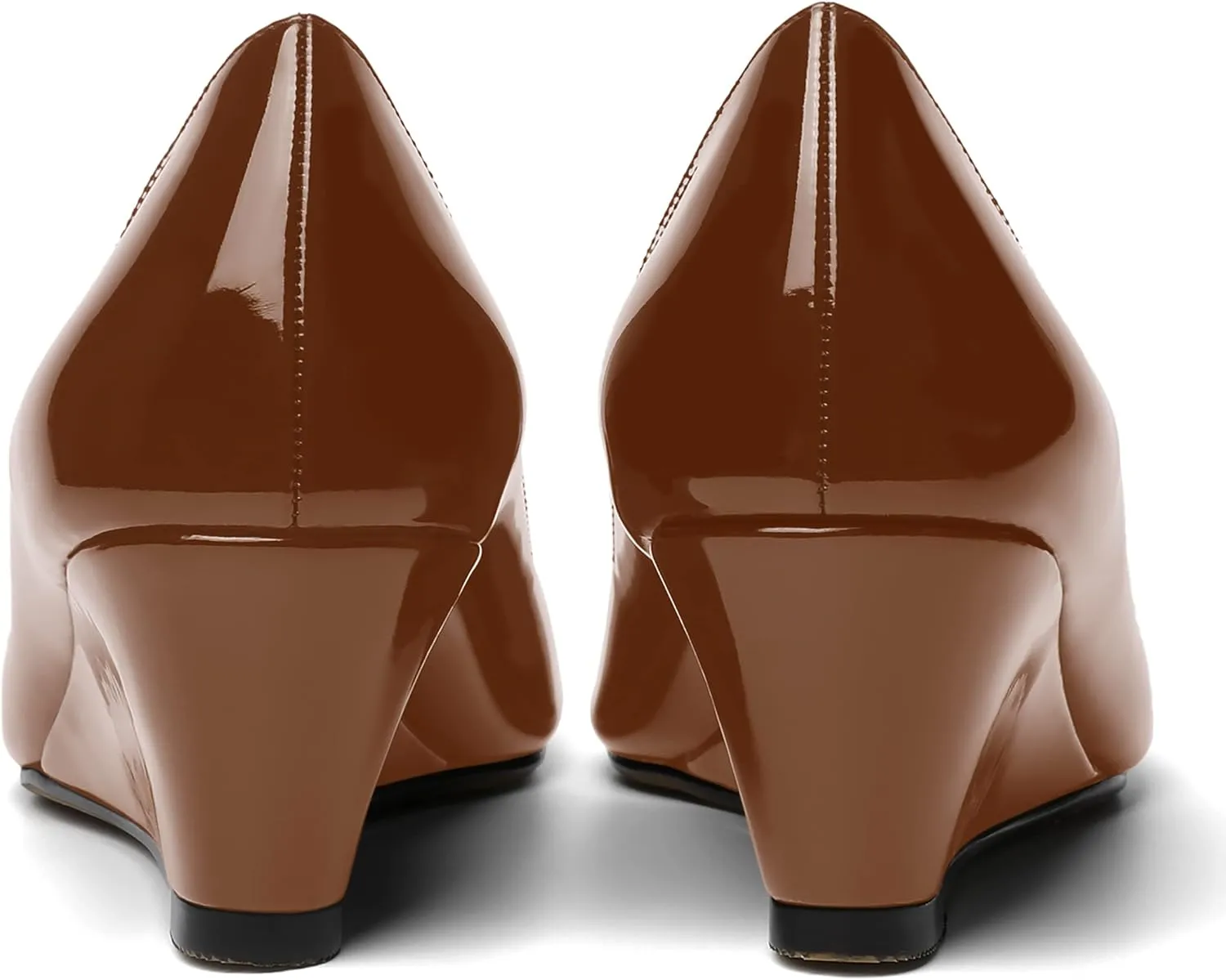 NUMALEO Womens Office Patent Pointed Toe Casual Slip On Solid Wedge Low Heel Pumps Shoes 2 Inch