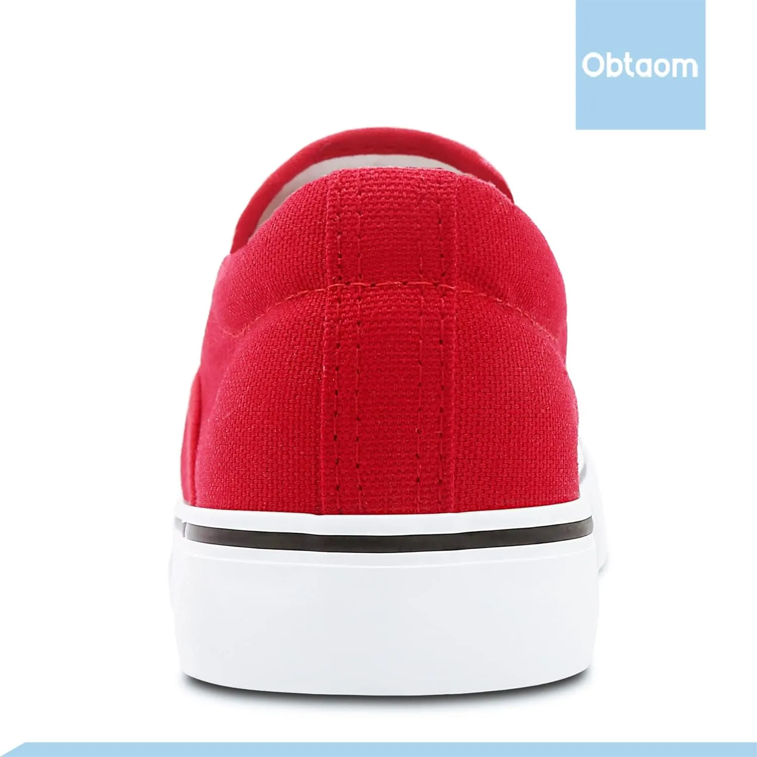 Obtaom Women's White Sneakers Black Slip on Shoes for Women Low Top Canvas Loafers
