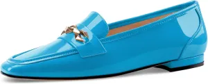 Oh Mispares Womens Loafers Square Toe Low Heel Penny Loafers Fashion Comfortable Slip on Flats Casual Dressy Shoes for Women Work Office Patent Leather