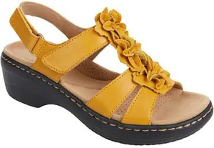 oiangi Flower Strap Sandals for Women,Summer Solid Color Hollow Out Fish Mouth Wedge Sandals Comfy Casual Platform Shoes