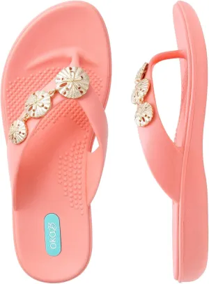 Oka-B Women's Elle Melanie Flip Flop Sandal with Sand Dollar Charms