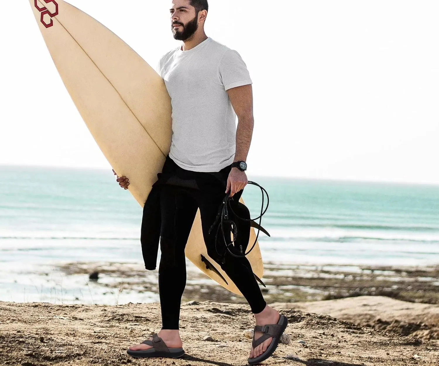 ONCAI Mens Orthopedic Flip Flops Men's Walking Sandals with Arch Support Sport Recovery Sandal for Man size 7-14