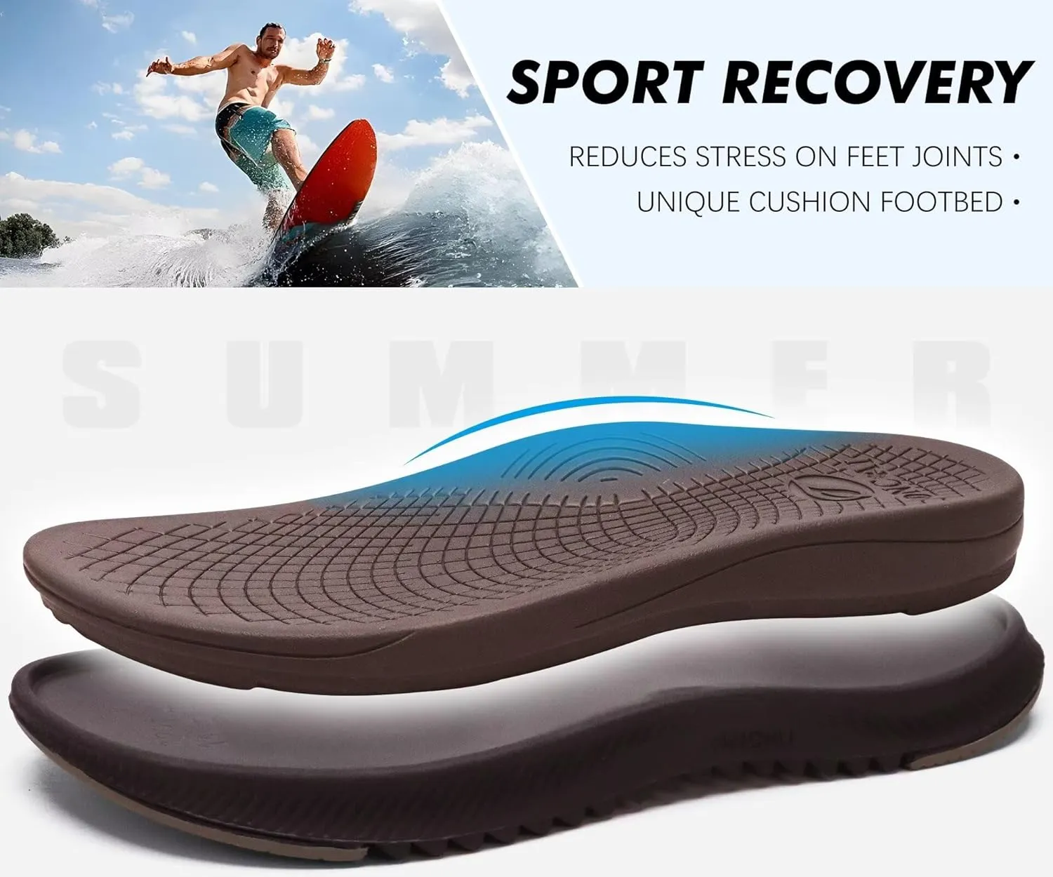 ONCAI Mens Orthopedic Flip Flops Men's Walking Sandals with Arch Support Sport Recovery Sandal for Man size 7-14