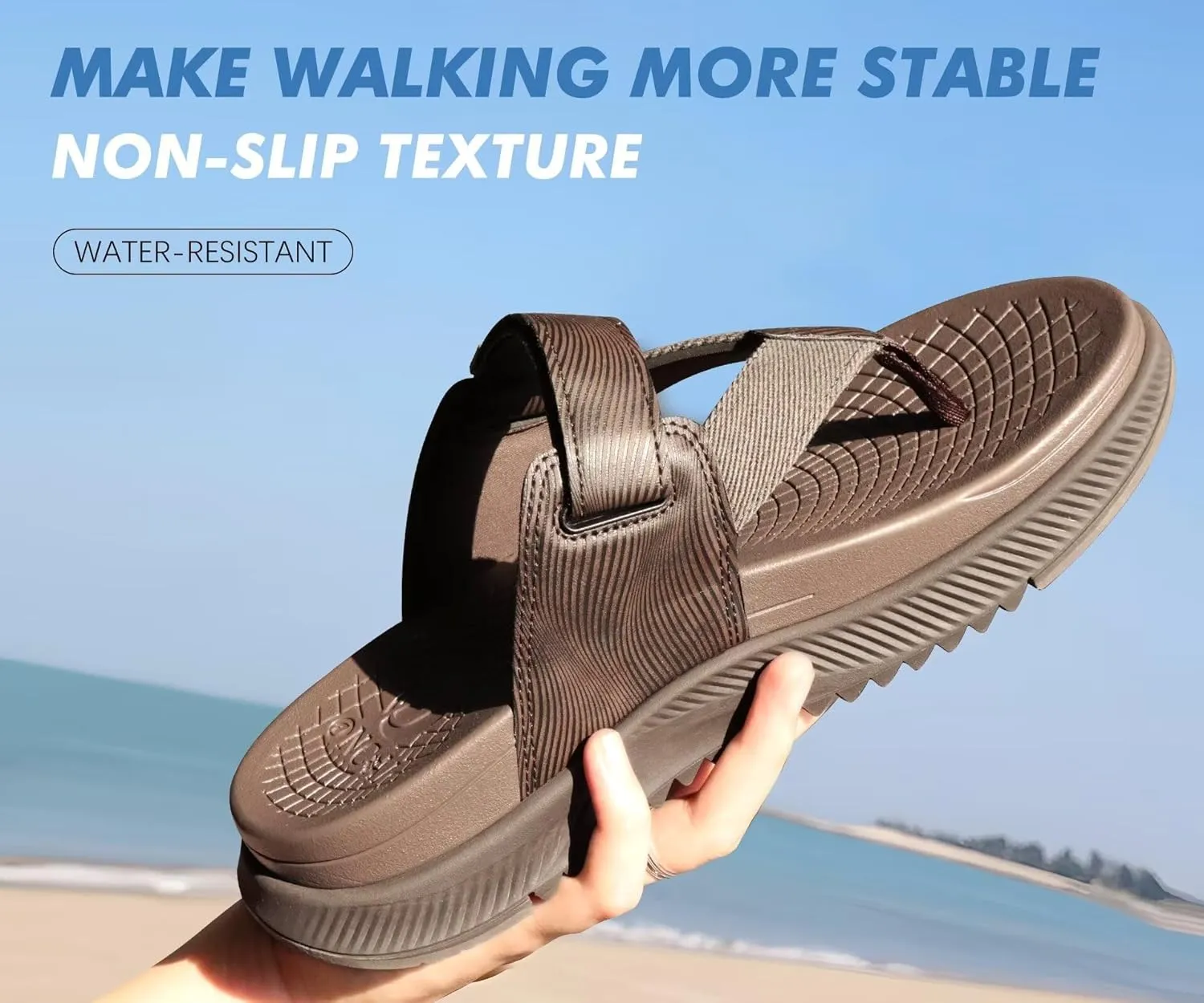 ONCAI Mens Orthopedic Flip Flops Men's Walking Sandals with Arch Support Sport Recovery Sandal for Man size 7-14