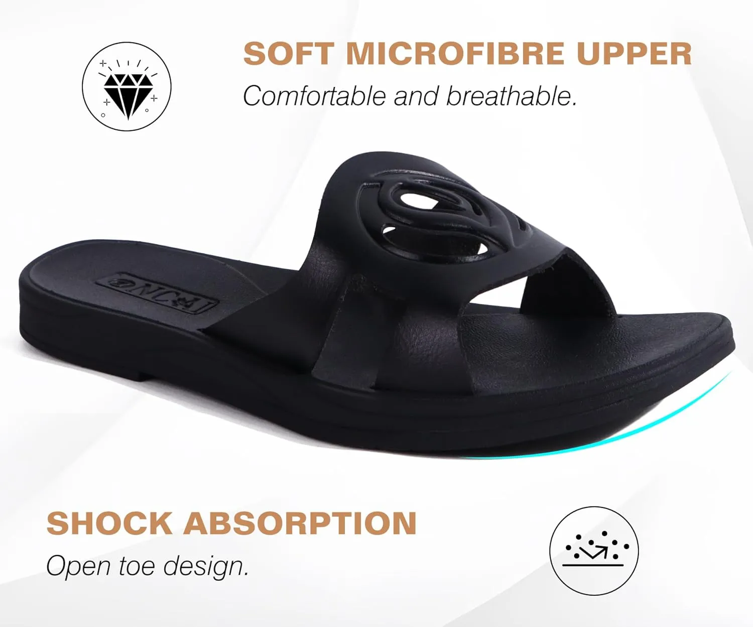 ONCAI Women's Flat Sandals Fashion Square Open Toe Slide Dressy Sandals for Woman Soft Cushion Vegan Comfortable Summer Slip On Casual Walking Outdoor Ladies Sandal Non Slip Rubber Sole Size 6-11 US