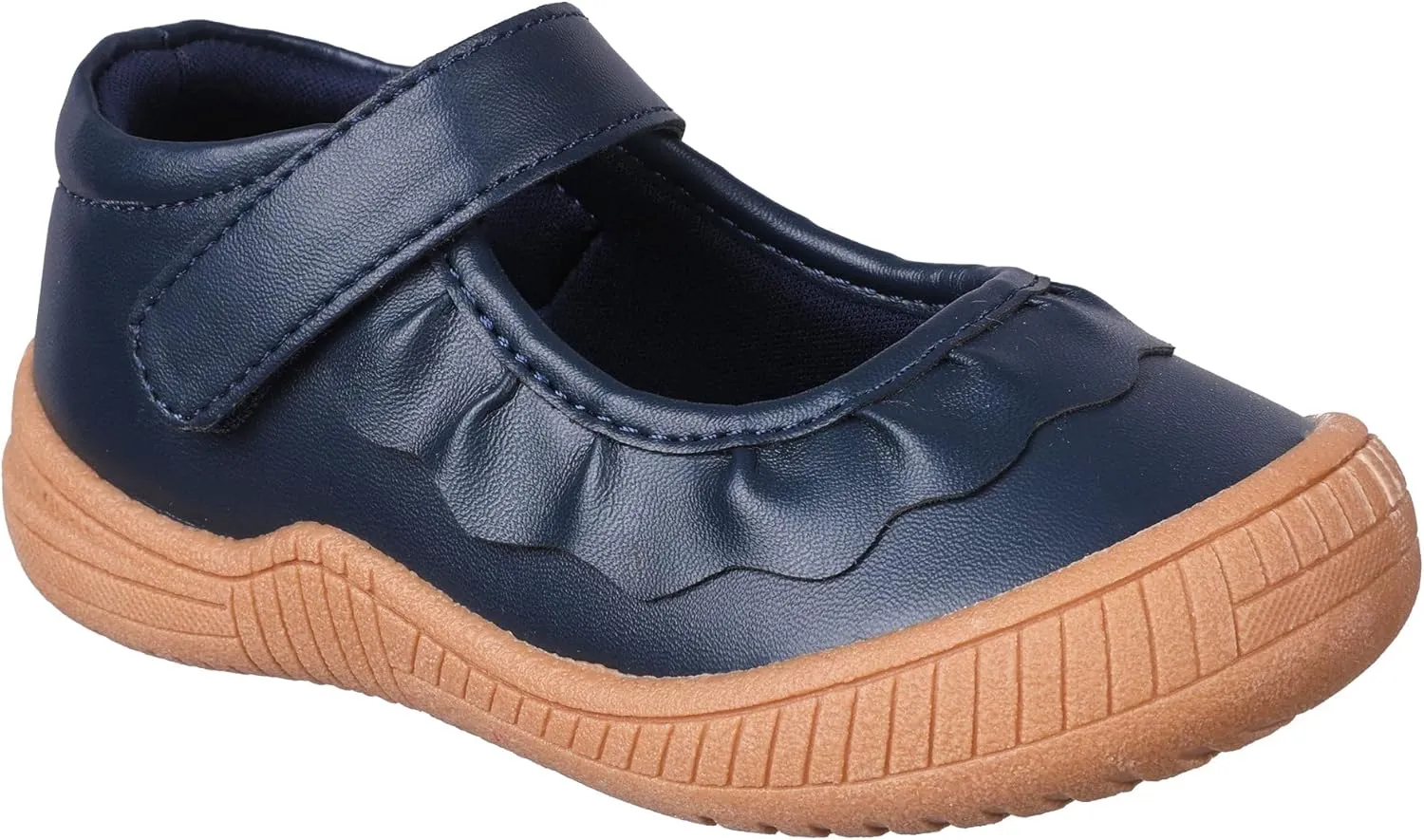 Oomphies Amina Ruffled Mary Jane Shoes for Girls – Comfy Slip On Dress Shoes with Hook & Loop Closure and Cushion Footbed
