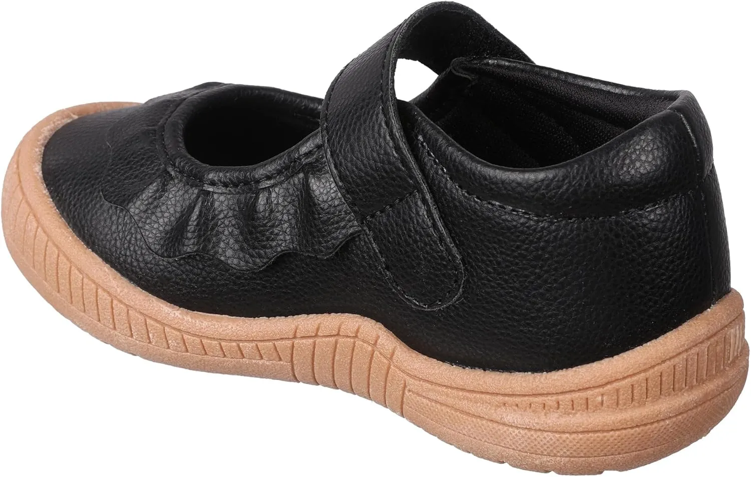 Oomphies Amina Ruffled Mary Jane Shoes for Girls – Comfy Slip On Dress Shoes with Hook & Loop Closure and Cushion Footbed