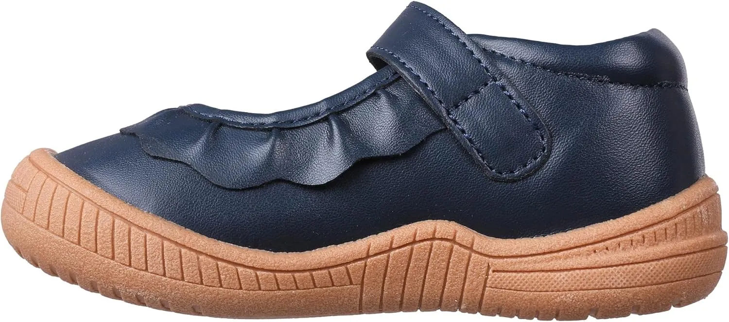 Oomphies Amina Ruffled Mary Jane Shoes for Girls – Comfy Slip On Dress Shoes with Hook & Loop Closure and Cushion Footbed