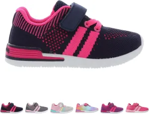 Oomphies Wynn Girls Athletic Sneakers – Breathable Knit Upper, Hook & Loop Closure, Cushioned Insole & Durable Design