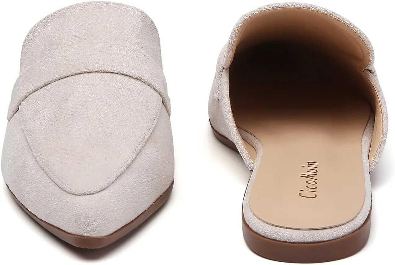Open Back Mules for Women Flats Closed Pointed Toe Slip On Loafer Womens Mules Slides Comfy Business Casual Shoes