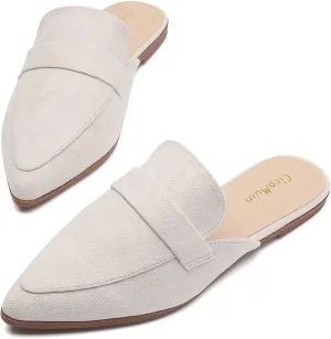 Open Back Mules for Women Flats Closed Pointed Toe Slip On Loafer Womens Mules Slides Comfy Business Casual Shoes